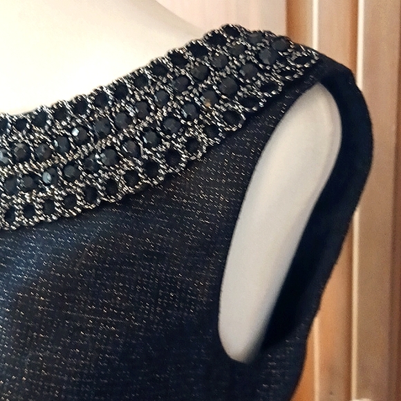 🍷 Connected Apparel Jeweled Black & Silver Cocktail Dress Size 6 - Picture 6 of 10